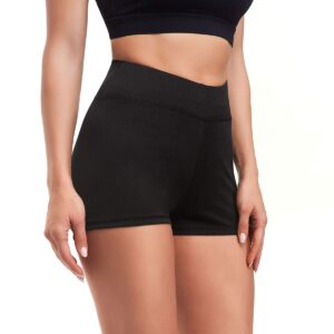 Women Yoga Shorts Ruched Booty High Waisted Gym Workout Shorts Butt Lifting Hot Pants Black