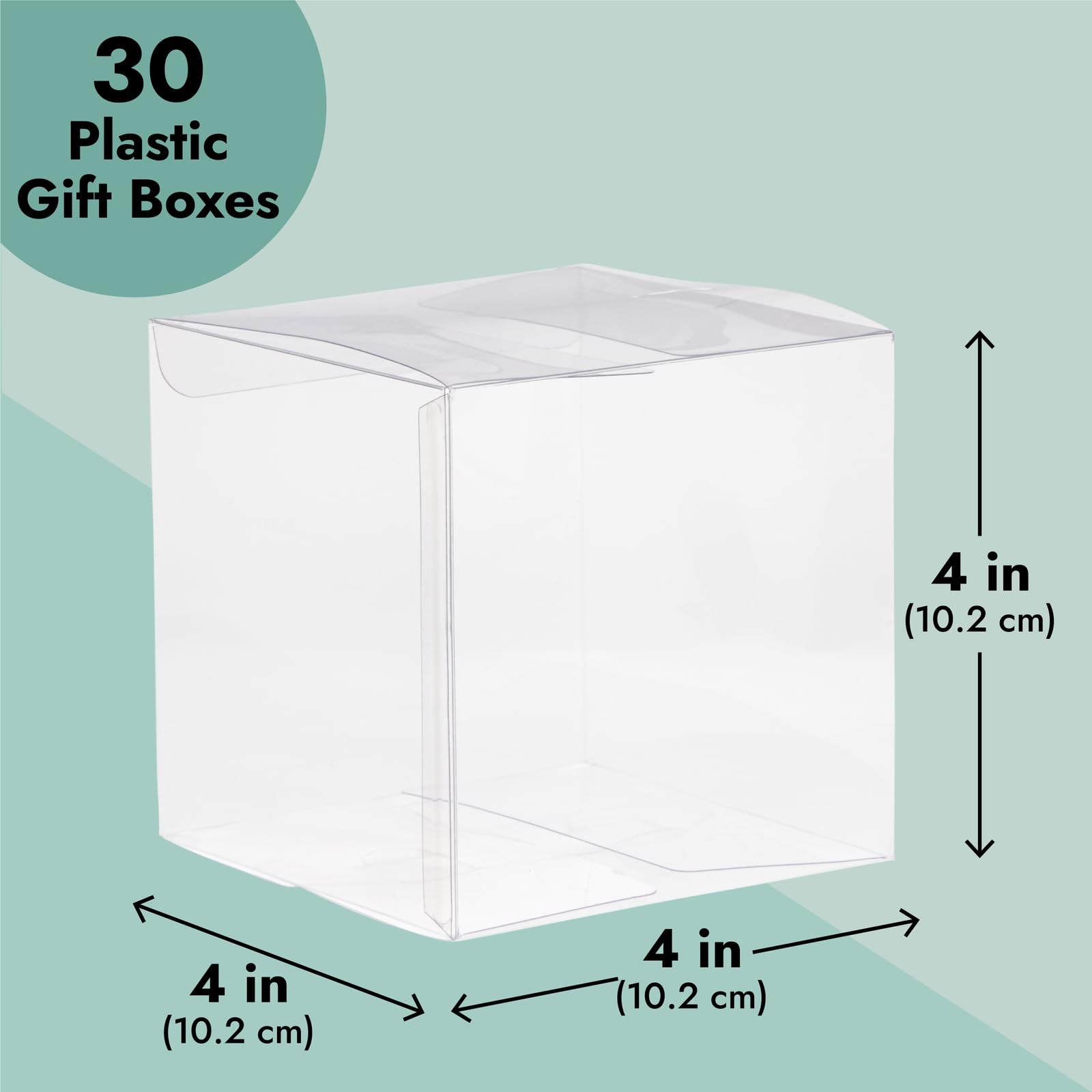 Juvale 30-Pack Clear Gift Boxes - 4x4x4 In Square Plastic Transparent Favor Boxes for Wedding, Baby Shower, Birthday Party