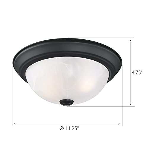 Design House 588251 Traditional 2-Light Indoor Dimmable Ceiling Light with Alabaster Glass for Bedroom Hallway Kitchen Dining Room, Matte Black, 2 Pack