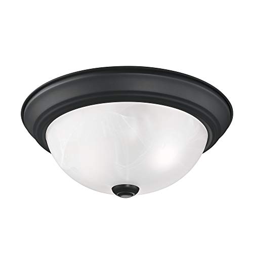 Design House 588251 Traditional 2-Light Indoor Dimmable Ceiling Light with Alabaster Glass for Bedroom Hallway Kitchen Dining Room, Matte Black, 2 Pack