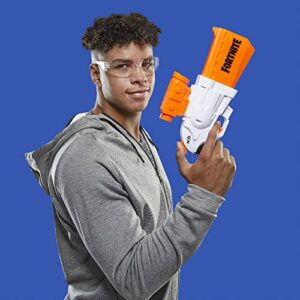 Nerf Fortnite SR Blaster - 4-Dart Hammer Action - includes Removable Scope and 8 Official Elite Darts - for Youth, Teens, Adults