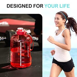 Life Bottle 1 Gallon Water Bottle with Straw Lid and Chug Lid, Leakproof Water Jug. Big Water Bottle with Time Marker, No Quotes. 128 oz Water Bottle with Handle and Straw, BPA Free Water Bottles