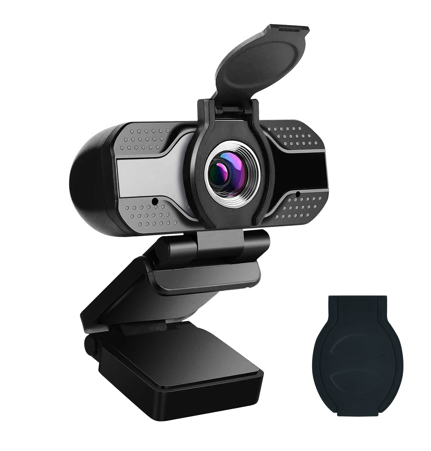 ZILINK FHD 1080P Webcam, Dual Stereo Microphone USB Webcam, Plug and Play, Privacy Cover, Widescreen and Light Correction PC Camera for Video Calls, Conference, Skype, YouTube, etc