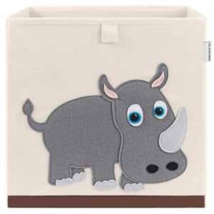 clcrobd foldable animal cube storage bins fabric toy box/chest/organizer for kids nursery, 13 inch (rhino)