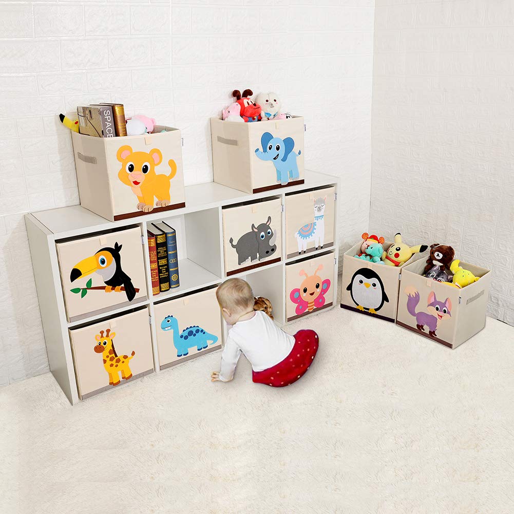 CLCROBD Foldable Animal Cube Storage Bins Fabric Toy Box/Chest/Organizer for Kids Nursery, 13 inch (Rhino)