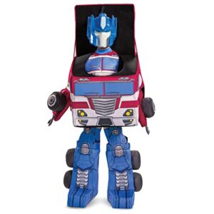 Disguise Optimus Prime Costume, Official Converting Transformer Costumes for Boys, Convertible Character Suit, Kids Size Small (4-6), Blue & Red