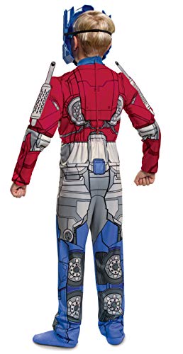 Disguise Optimus Prime Costume, Muscle Transformer Costumes for Boys, Padded Character Jumpsuit, Kids Size Small (4-6) Blue & Red