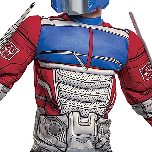 Disguise Optimus Prime Costume, Muscle Transformer Costumes for Boys, Padded Character Jumpsuit, Kids Size Small (4-6) Blue & Red