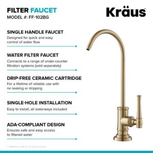 KRAUS Allyn 100% Lead-Free Kitchen Water Filter Faucet in Brushed Gold, FF-102BG