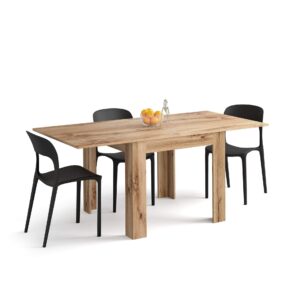 mobili fiver, square extendable dining table, eldorado, rustic wood, made in italy