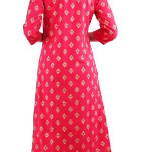 Arayna Women's Rayon Printed Kurta with Skirt Set, Red, Large