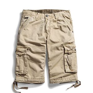 OCHENTA Men's Cargo Shorts with Multi Pockets Casual Work Relaxed Fit #3229 Khaki 36…