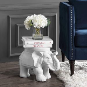 JONATHAN Y TBL1007A White Elephant 14.2" Ceramic Garden Stool, Coastal, Contemporary, Transitional, Side Table, Plant Stand, Spill-Proof, Living Room, Bathroom, Garden Room, Patio, Antique White