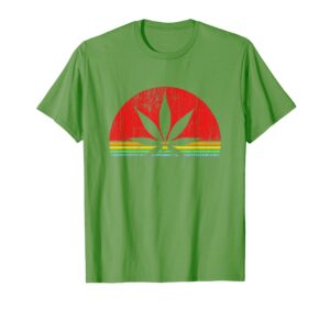 sunset vintage marijuana weed cannabis leaf st patricks day t-shirt