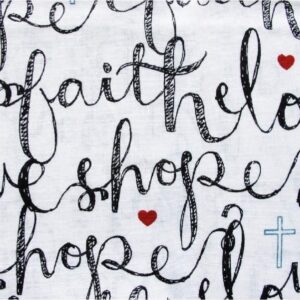 Fat Quarter - Faith, Hope, Love 18" x 21" ~ 100% Cotton Fabric ~ Christian Theme