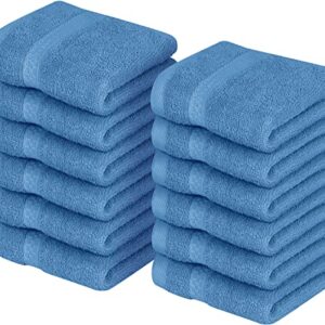 Utopia Towels [12 Pack Premium Wash Cloths Set Towel (12x12 Inches) 100% Cotton Ring Spun, Highly Absorbent and Soft Feel Essential Washcloths for Bathroom, Spa, Gym, and Face Towel (Electric Blue)