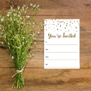 Shimmering Gold Dot Party Invitations - Pack of 48