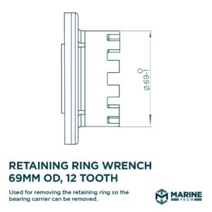 Marine Tech Retaining Ring Wrench 69mm OD, 12 Tooth, Attachment to Wrench Handle (AMT0031), Fits Yamaha, Mercury, Honda Retaining Rings, Removes Bearing Carriers