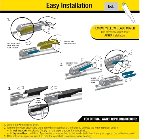 Rain-X 810162 Latitude 2-In-1 Water Repellent Wiper Blades, 24" and 20" Windshield Wipers (Pack Of 2), Automotive Replacement Windshield Wiper Blades With Patented Rain-X Water Repellency Formula