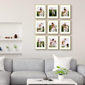 Golden State Art, 11x14 Aluminum Metal Frame with Ivory Mat for 8x10 Pictures, includes with Sawtooth Hangers and Spring Clips - Wall Mounting - Real Glass (Gold, 3 Pack)