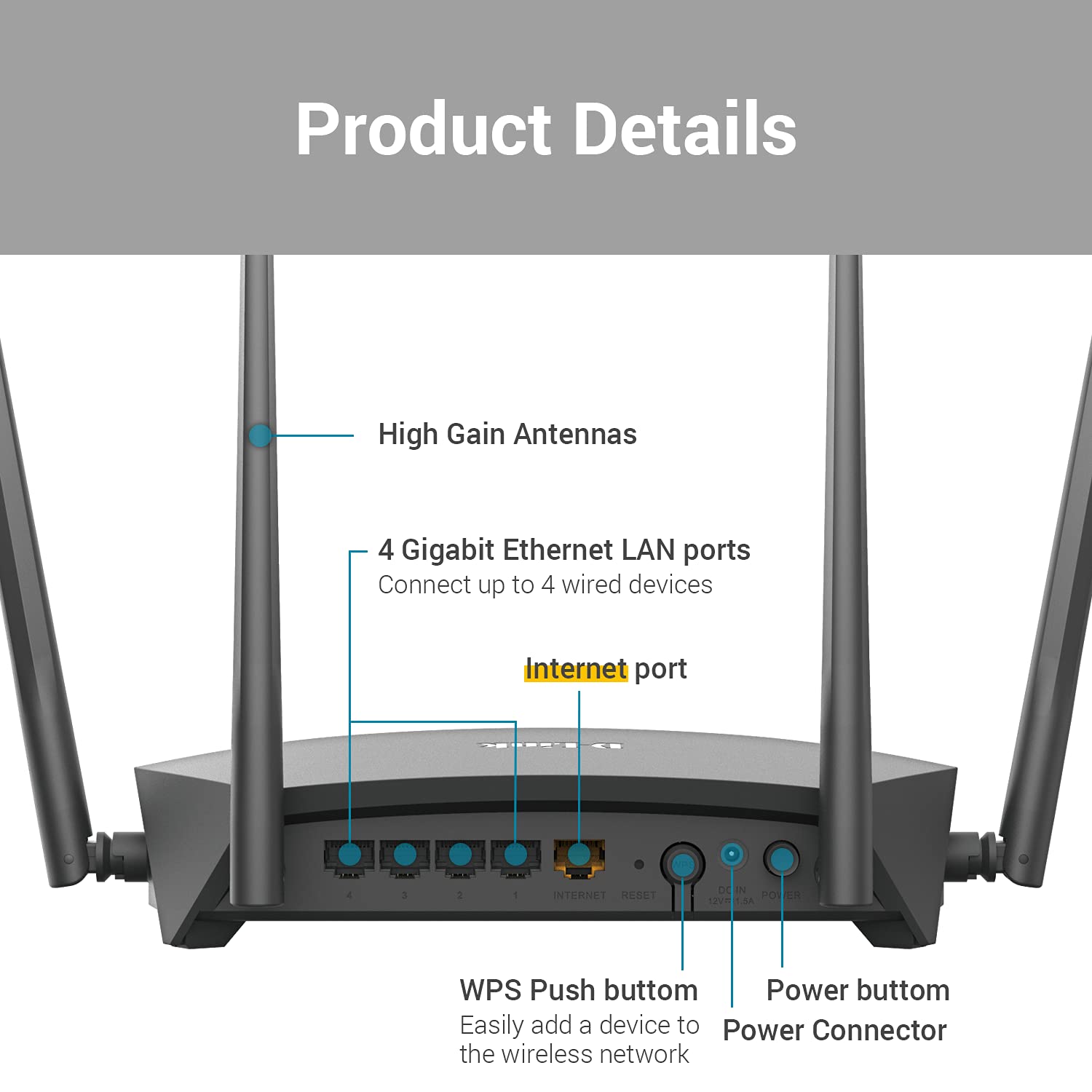 D-Link DIR-1950 IEEE 802.11ac Ethernet Wireless Router - 2.40 GHz ISM Band - 5 GHz UNII Band - 4 x Antenna(4 x External) - 237.50 MB/s Wireless Speed - 4 x Network Port - 1 x Broadband Port - Gigabit