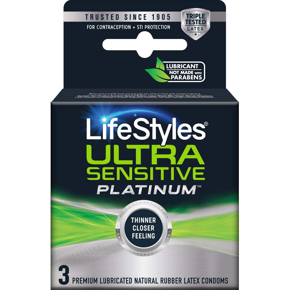 Lifestyles Ultra Sensitive Platinum Latex Condoms Pack of 3