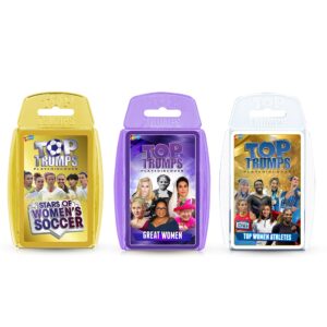 top trumps incredible women bundle card game, learn about women soccer stars, great women and top women athletes, educational travel pack, gift and toy for boys and girls aged 6 plus