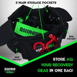 Rhino USA Recovery Gear Storage Bag - Ultimate Recovery Kit Bag for Organization in Your Vehicle - Use With Your Tow Strap, Shackles, Snatch Block or Anything You Desire - Guaranteed For Life!