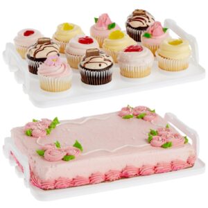 Juvale 2 Tier Cupcake Carrier for 24 Cupcakes, Transport Container with Lid for Muffins (13.5 x 10.25 x 7.5 In)