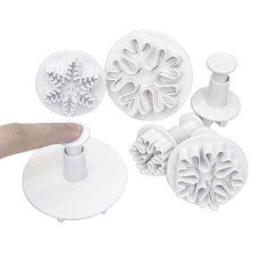 Clever Monster Snowflake Cookie Cutters Set of 6, Plunger Cutter Cake Decorating Supplies Fondant Molds Embossing Tool Snowflake Plunger Cake Cutter