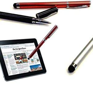 Tek Styz PRO Stylus + Pen Works for Plantronics BackBeat FIT 3100 with Custom High Sensitivity Touch and Black Ink! [3 Pack - Silver Red Black]