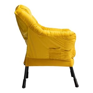 HollyHOME Modern Fabric Large Lazy Chair, Accent Oversized Comfy Reading Chair, Thick Padded Cozy Lounge Chair with Armrest, Steel Frame Leisure Sofa Chair for Living Room, Bedroom, Dorm, Yellow