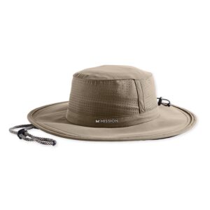 mission cooling boonie hat, khaki - unisex wide-brim hat for men & women - lightweight & durable - cools up to 2 hours - upf 50 sun protection - machine washable