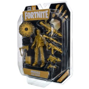 Fortnite Hot Drop1 Figure Pack, with 4-inch Midas-Gold Figure, Harvesting Tool, Umbrella, Back Bling, and Weapons