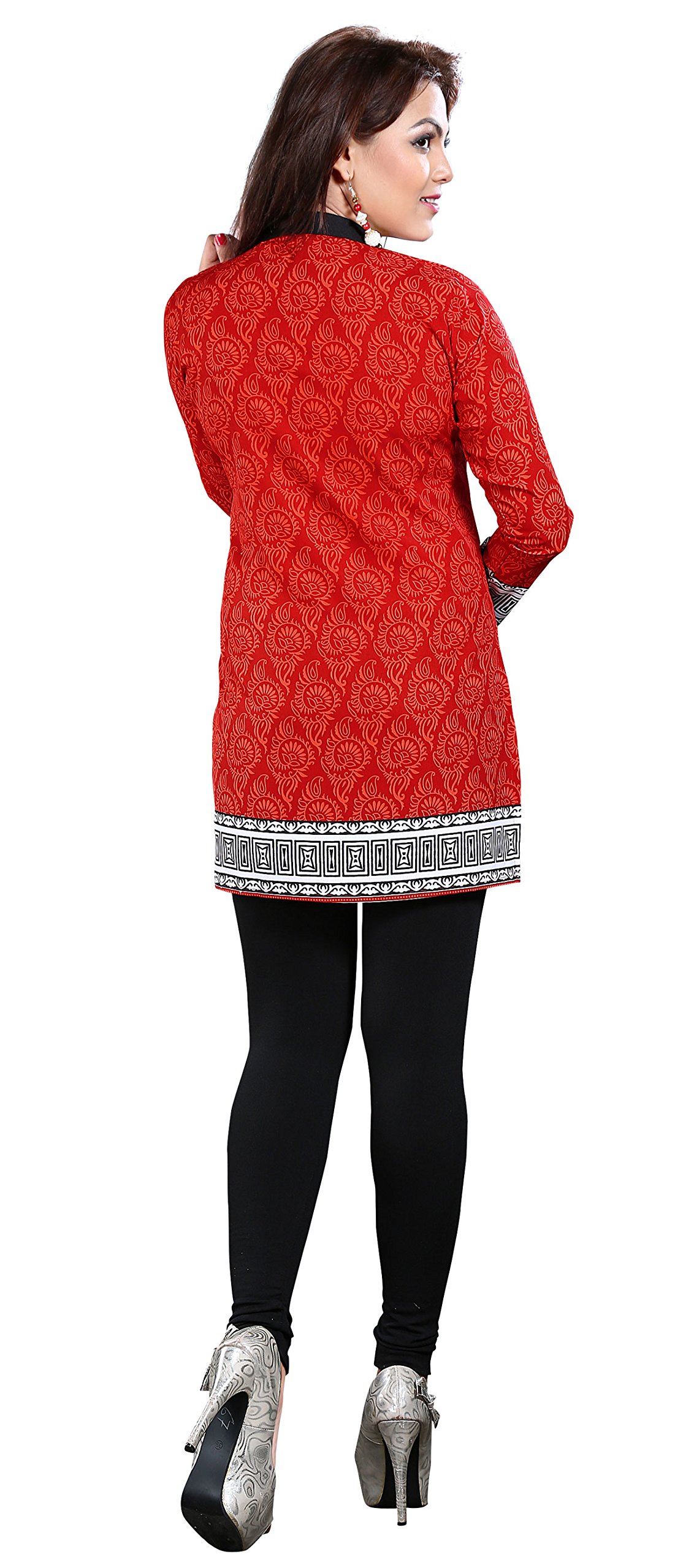 Maple Clothing Women's Kurta Kurti Top Tunic Printed from India (Red, 5XL)