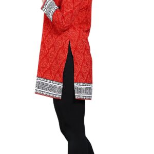 Maple Clothing Women's Kurta Kurti Top Tunic Printed from India (Red, 5XL)