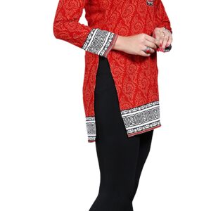 Maple Clothing Women's Kurta Kurti Top Tunic Printed from India (Red, 5XL)