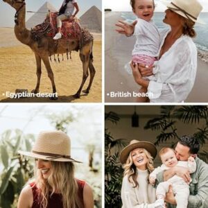 FURTALK Sun Hats for Women Summer Wide Brim UV UPF 50+ Panama Fedora Foldable Packable Straw Beach Hat Khaki