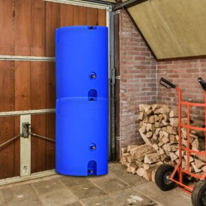 WaterPrepared 160 Gallon Unique Stackable Utility Water Tank with Large Cap for Easy Filling & 2 Spigots, Fits Through Standard Doorway, Blue (2 Pack)