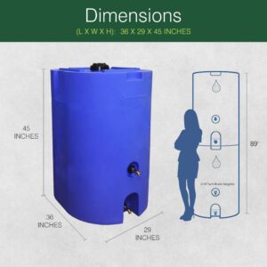 WaterPrepared 160 Gallon Unique Stackable Utility Water Tank with Large Cap for Easy Filling & 2 Spigots, Fits Through Standard Doorway, Blue (2 Pack)