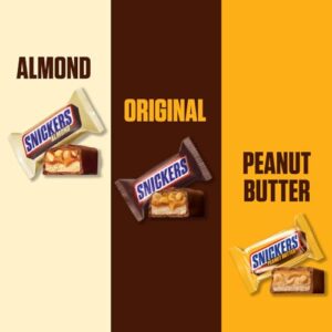 SNICKERS Original, Peanut Butter & Almond Fun Size Milk Chocolate Candy Bars Variety Assortment, Party Size, 24.02 Oz Bulk Bag