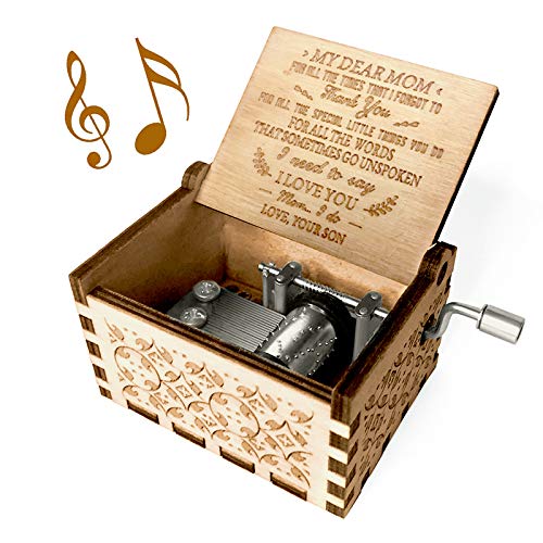 You are My Sunshine Music Box, Gift for Mom from Son, Wood Laser Engraved Vintage Music Boxes, Unique Best Gift for Mother's Day, Birthday/Christmas (Son to Mom)