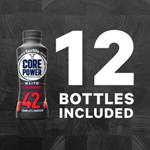 Core Power Fairlife Elite 42g High Protein Milk Shake Bottle , Ready To Drink for Workout Recovery, Strawberry, 14 Fl Oz, Liquid, kosher (Pack of 12)