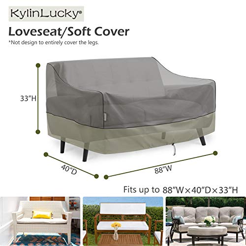 KylinLucky Outdoor Furniture Covers Waterproof, 3-Seater Deep Seat Patio Sofa Covers Fits up to 88 x 40 x 33 inches