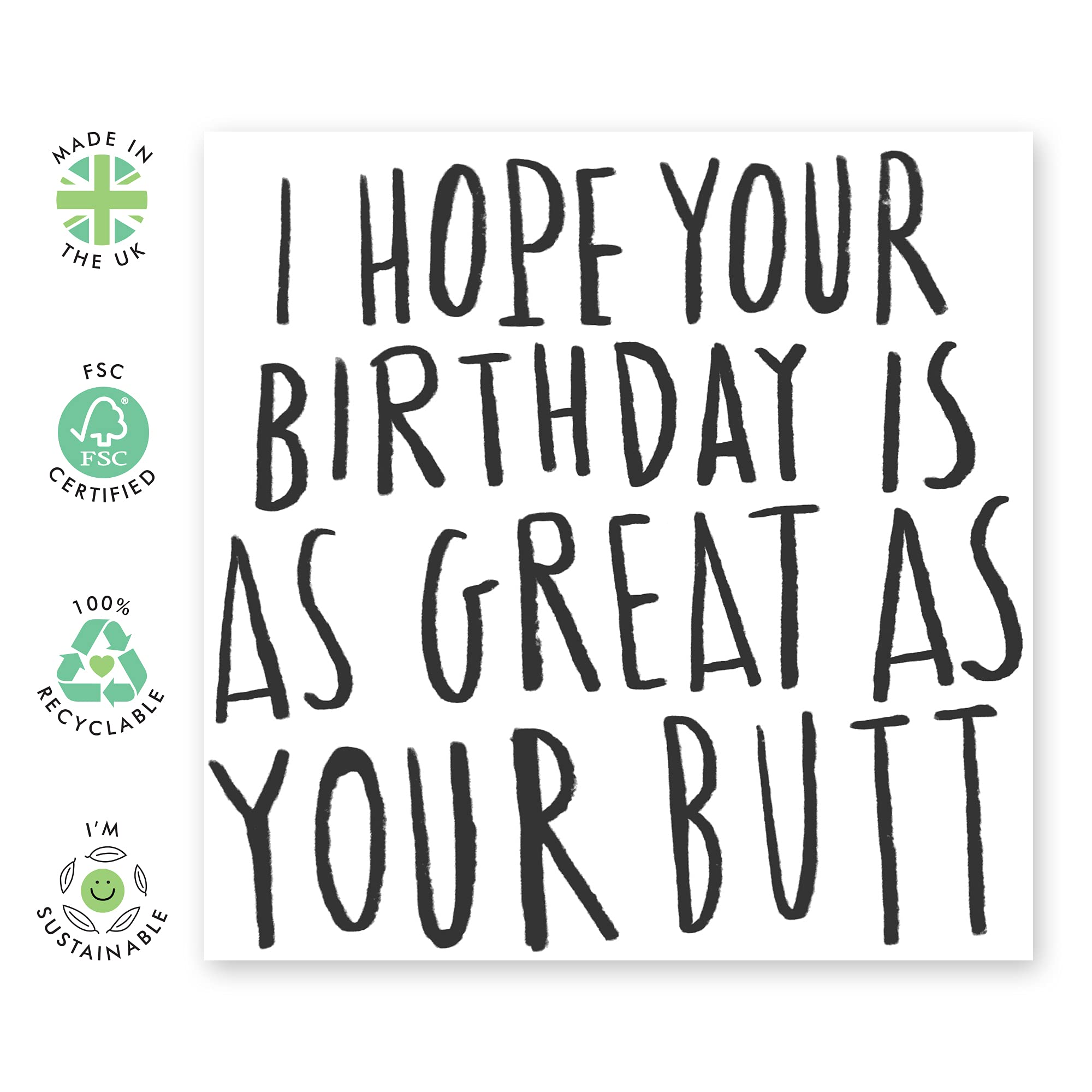 CENTRAL 23 - Funny Birthday Card For Him Her Men Women Wife Husband - Rude Birthday Cards for Friends - 'Great As Your Butt' - Comes With Fun Stickers