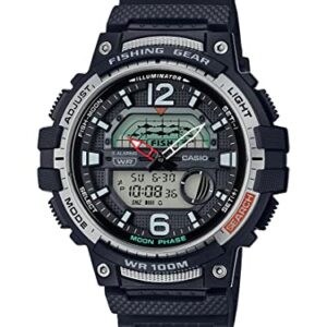 Casio Men's Fishing Timer Quartz Watch with Resin Strap, Black, 24.1 (Model: WSC-1250H-1AVCF)