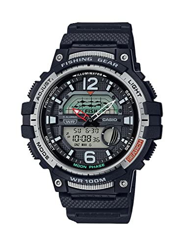 Casio Men's Fishing Timer Quartz Watch with Resin Strap, Black, 24.1 (Model: WSC-1250H-1AVCF)