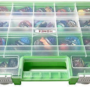 HOME4 BPA Free Display Storage Container Box, Compatible with Mini Toys, Small Dolls, Tools Beyblade, Heavy Duty Organizer Carrying Case, 17 Adjustable Compartments, Toys not included