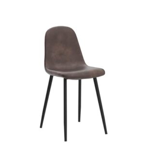 CangLong Faux Leather Dining Back Modern Side Chair for Pub Coffee Home, Set of 2, Dark Brown