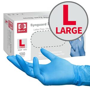 Basic Medical Blue Nitrile Exam Gloves - Latex-Free & Powder-Free - NGPF-7003 (Box of 100), Large